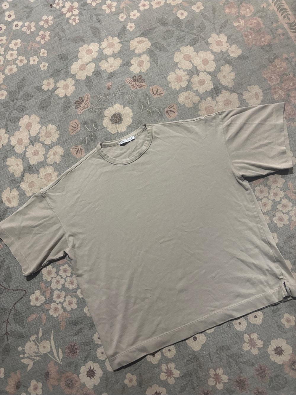 Zara Oversized Short Sleeve Tee in Light Beige